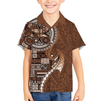 Samoan Siapo Art Tattoo Polynesian Pattern Kid Hawaiian Shirt Brown Color LT03 Kid Brown - Polynesian Pride