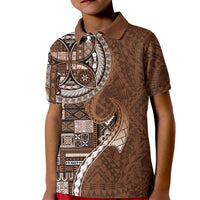 Samoan Siapo Art Tattoo Polynesian Pattern Kid Polo Shirt Brown Color LT03 Kid Brown - Polynesian Pride