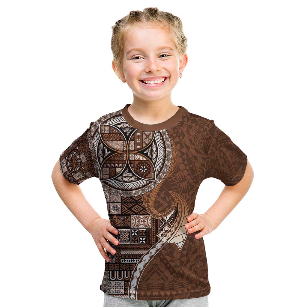 Samoan Siapo Art Tattoo Polynesian Pattern Kid T Shirt Brown Color LT03 Brown - Polynesian Pride