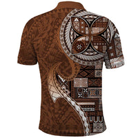 Samoan Siapo Art Tattoo Polynesian Pattern Polo Shirt Brown Color - Polynesian Pride