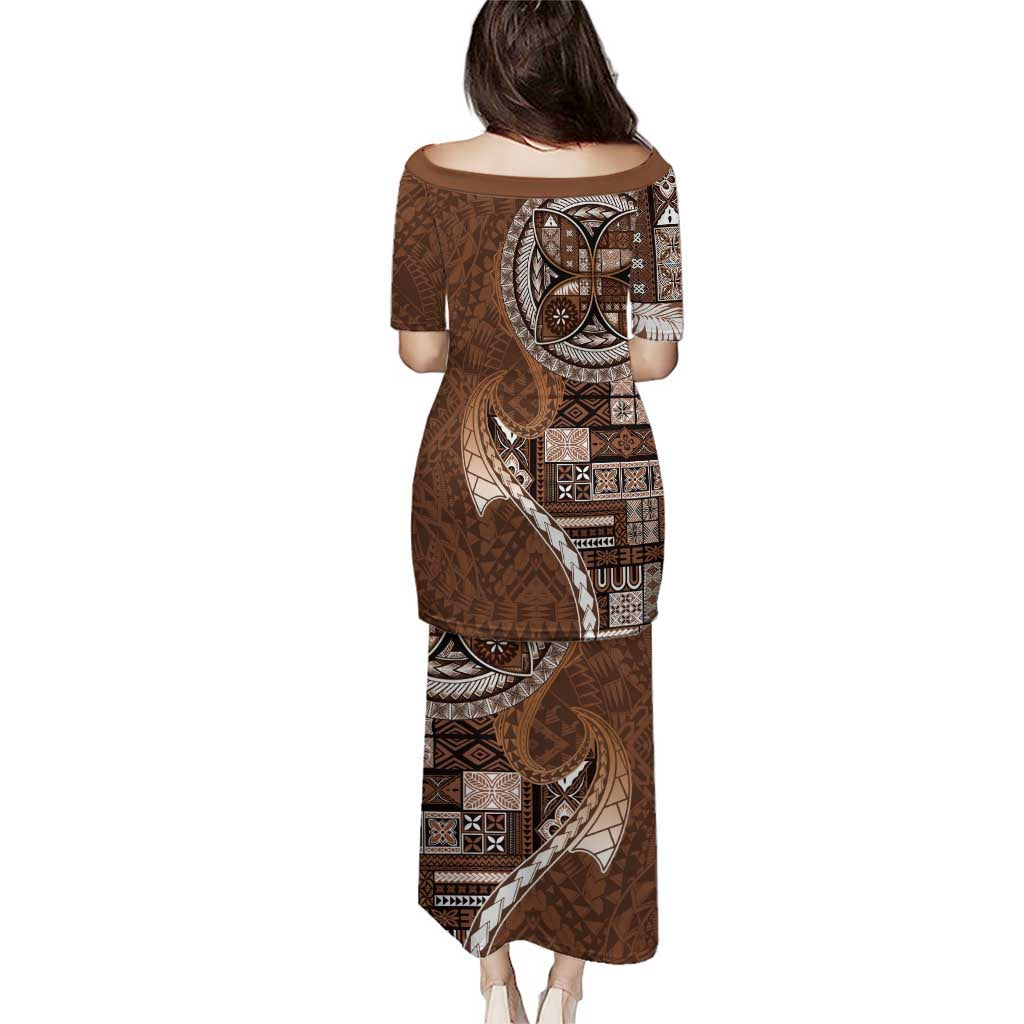 Samoan Siapo Art Tattoo Polynesian Pattern Puletasi Brown Color - Polynesian Pride