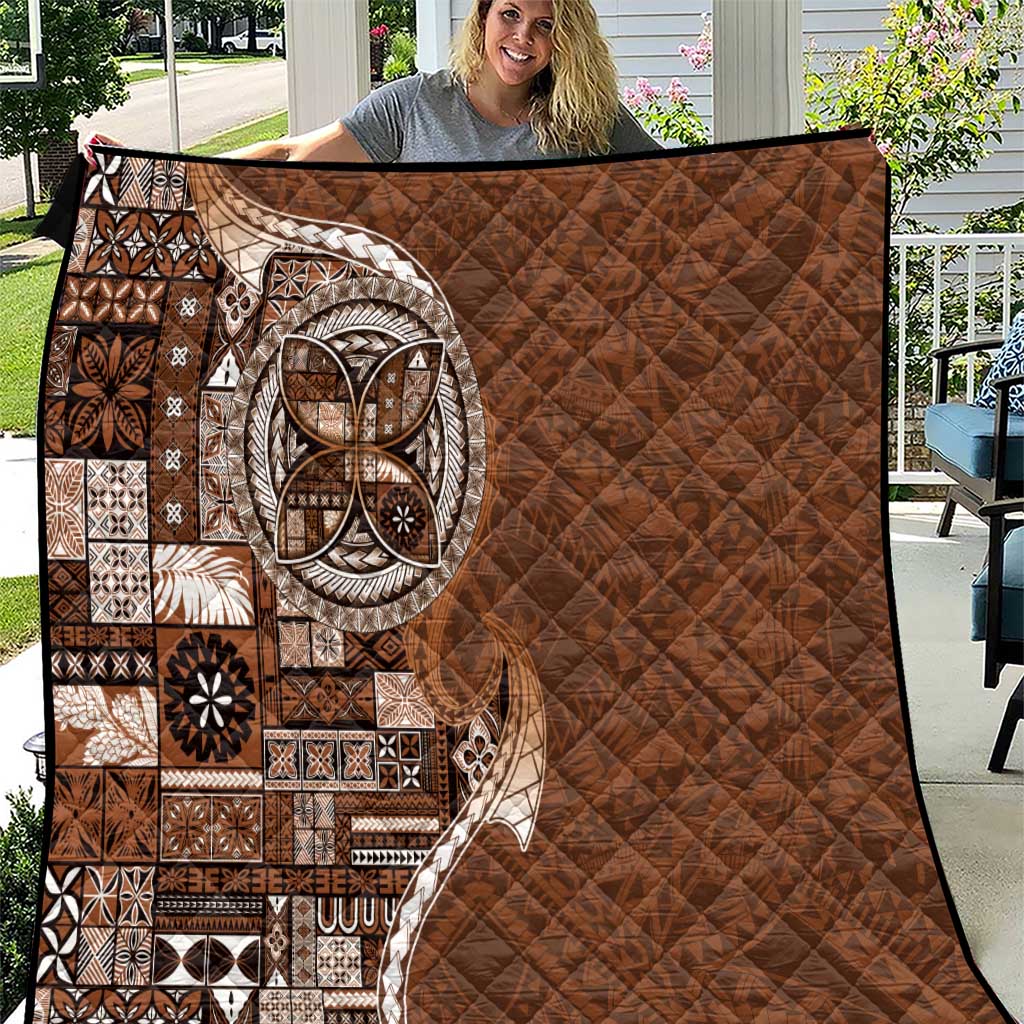 Samoan Siapo Art Tattoo Polynesian Pattern Quilt Brown Color LT03 Brown - Polynesian Pride