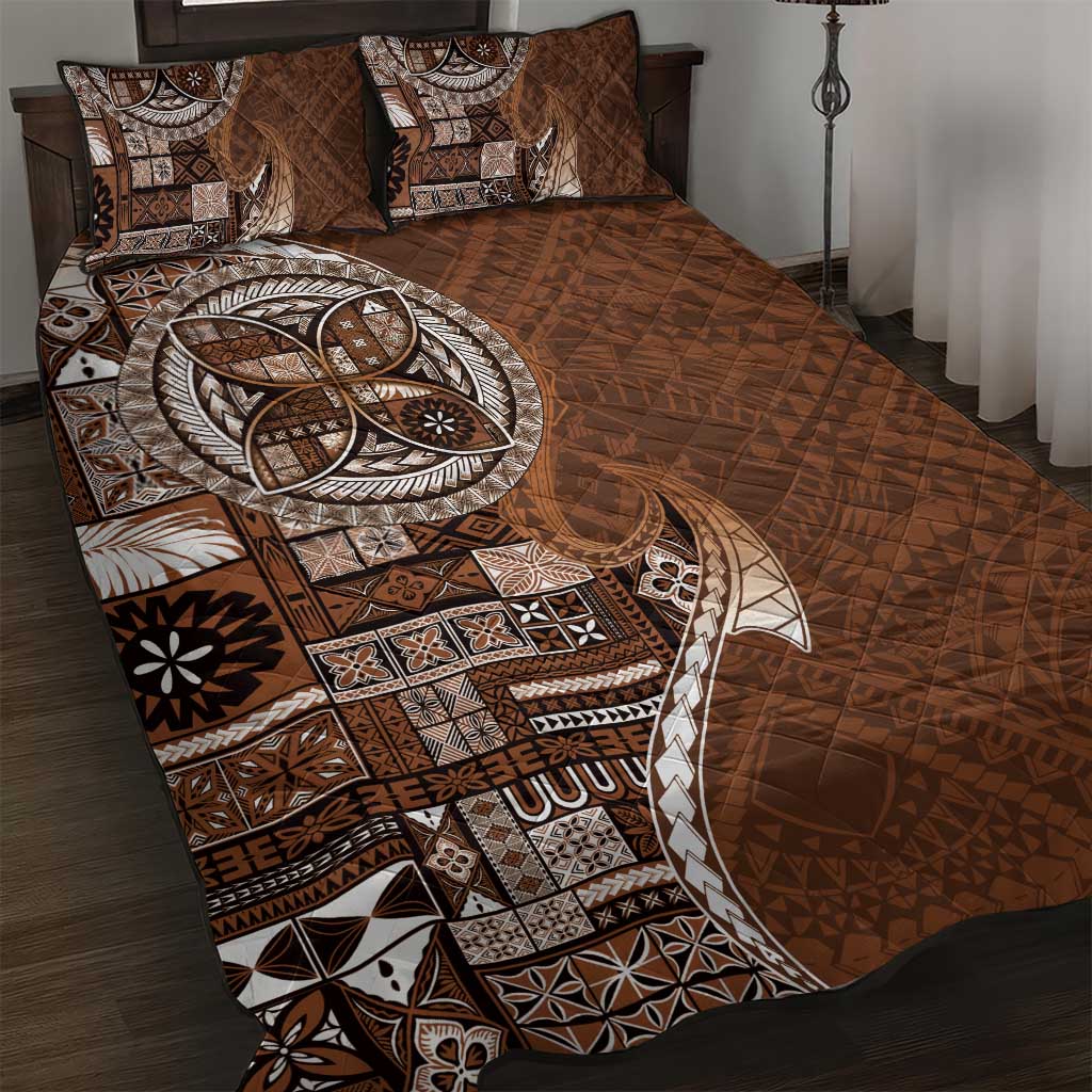 Samoan Siapo Art Tattoo Polynesian Pattern Quilt Bed Set Brown Color LT03 Brown - Polynesian Pride