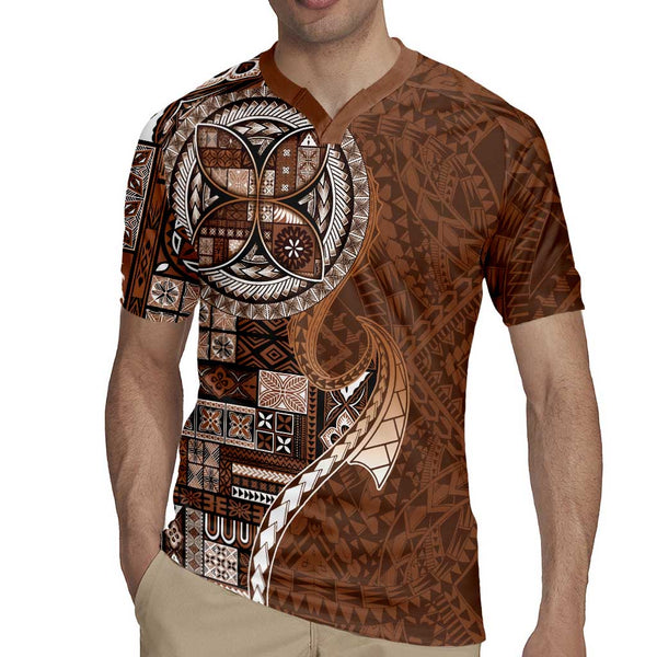 Samoan Siapo Art Tattoo Polynesian Pattern Rugby Jersey Brown Color LT03