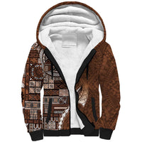 Samoan Siapo Art Tattoo Polynesian Pattern Sherpa Hoodie Brown Color - Polynesian Pride