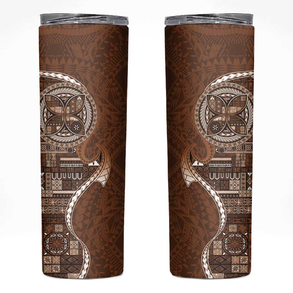 Samoan Siapo Art Tattoo Polynesian Pattern Skinny Tumbler Brown Color LT03 Brown - Polynesian Pride