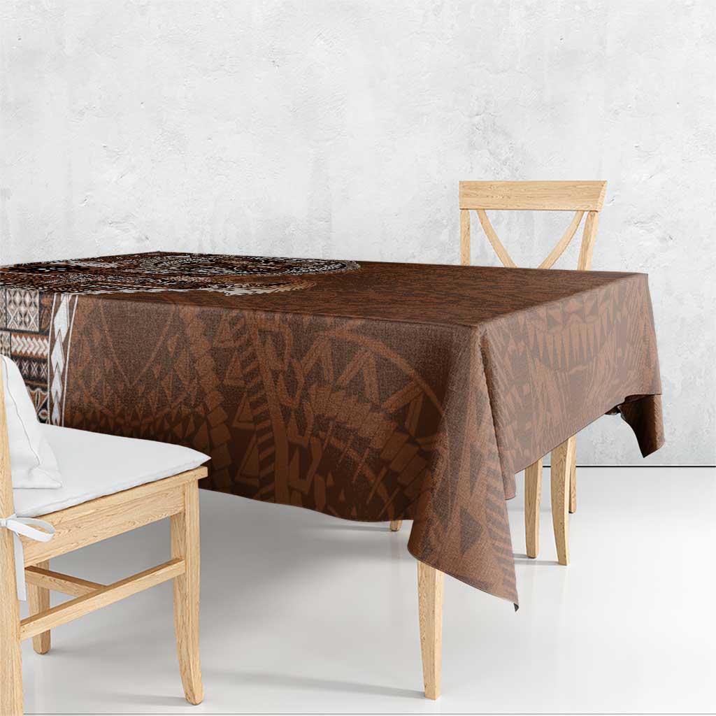 Samoan Siapo Art Tattoo Polynesian Pattern Tablecloth Brown Color - Polynesian Pride