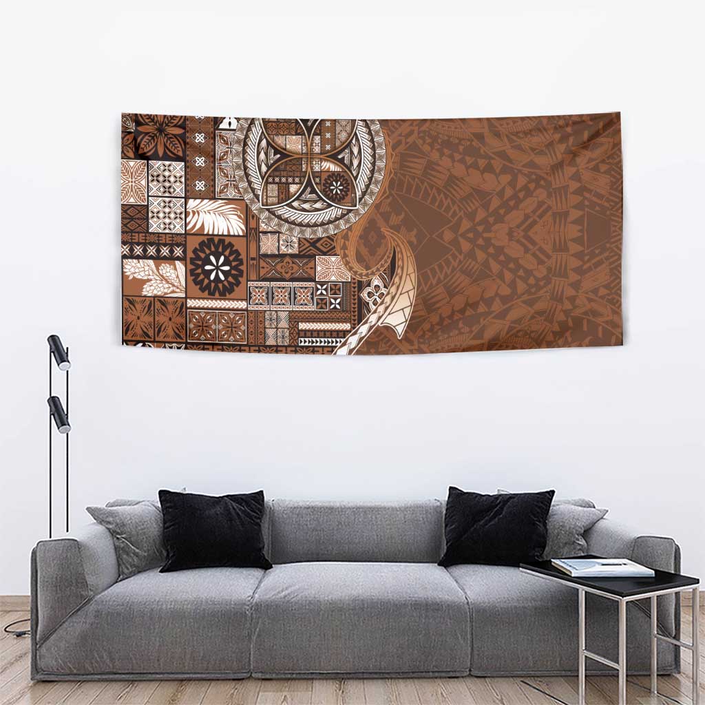 Samoan Siapo Art Tattoo Polynesian Pattern Tapestry Brown Color - Polynesian Pride