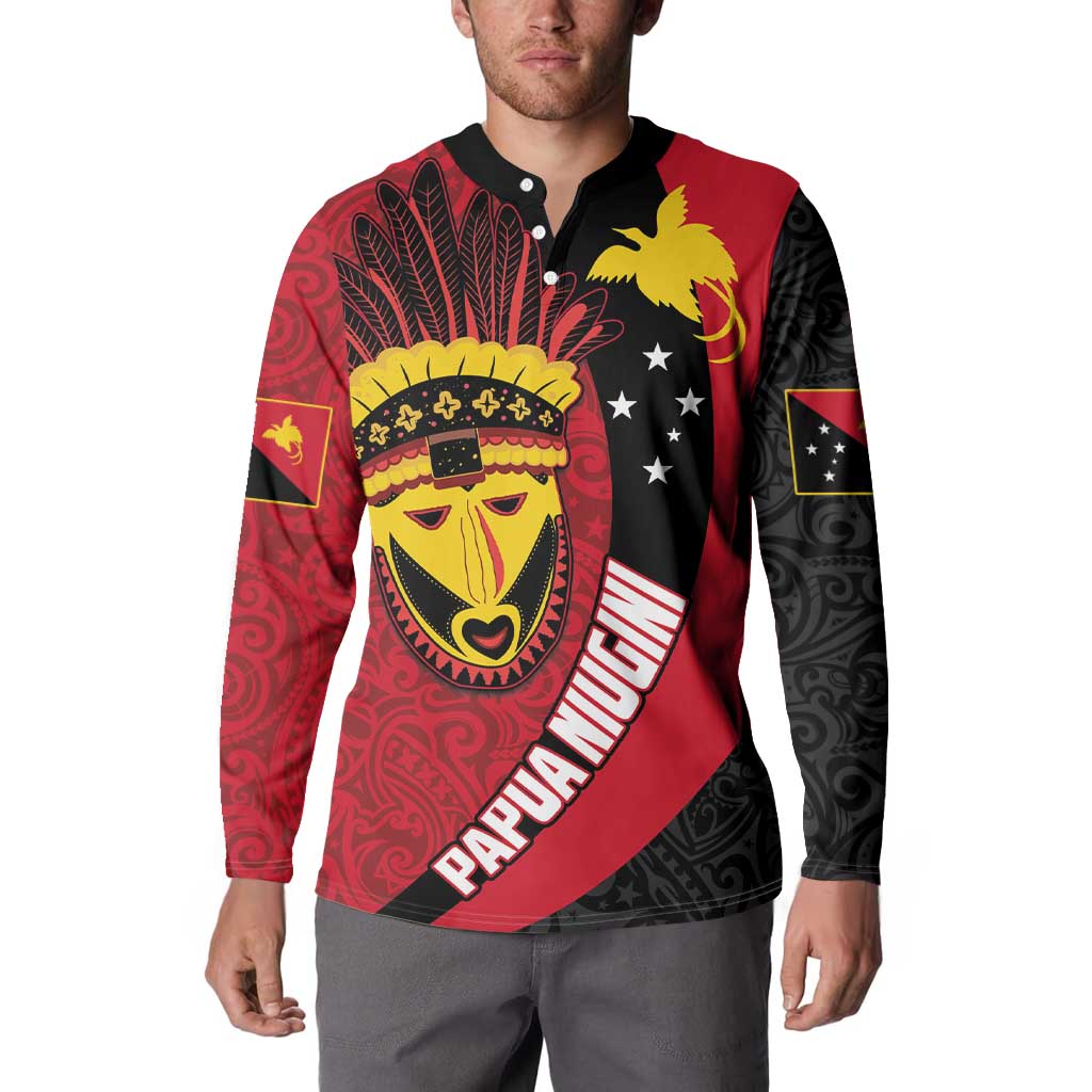 Papua New Guinea Mask Festival Button Sweatshirt Papua Niugini Tribe Mask Melanesian Pattern LT03 - Polynesian Pride