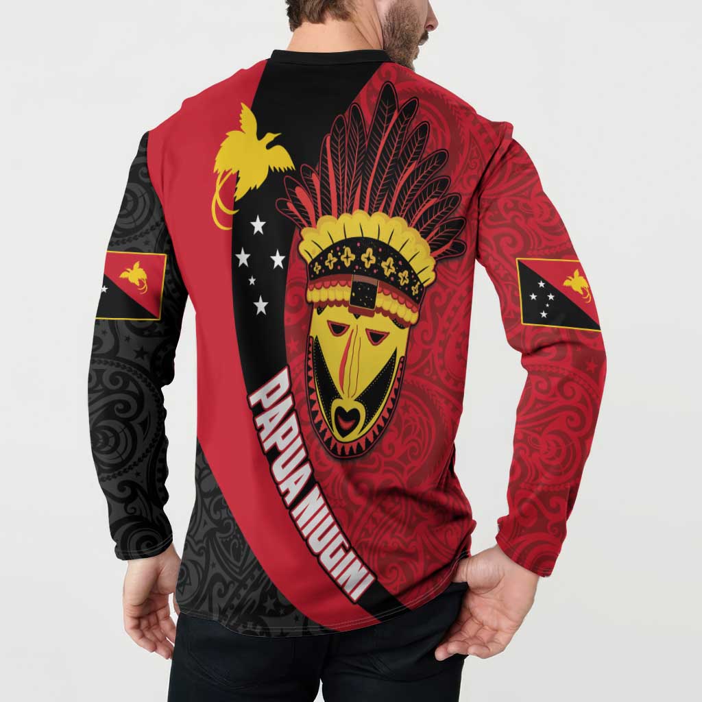 Papua New Guinea Mask Festival Button Sweatshirt Papua Niugini Tribe Mask Melanesian Pattern LT03 - Polynesian Pride