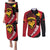 Papua New Guinea Mask Festival Couples Matching Puletasi and Long Sleeve Button Shirt Papua Niugini Tribe Mask Melanesian Pattern