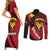 Papua New Guinea Mask Festival Couples Matching Short Sleeve Bodycon Dress and Long Sleeve Button Shirt Papua Niugini Tribe Mask Melanesian Pattern