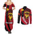 Papua New Guinea Mask Festival Couples Matching Summer Maxi Dress and Long Sleeve Button Shirt Papua Niugini Tribe Mask Melanesian Pattern