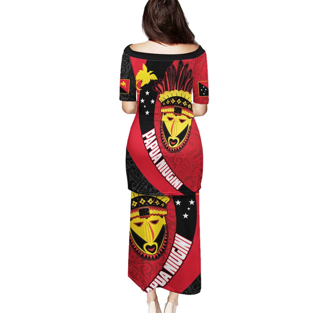 Papua New Guinea Mask Festival Family Matching Puletasi and Hawaiian Shirt Papua Niugini Tribe Mask Melanesian Pattern