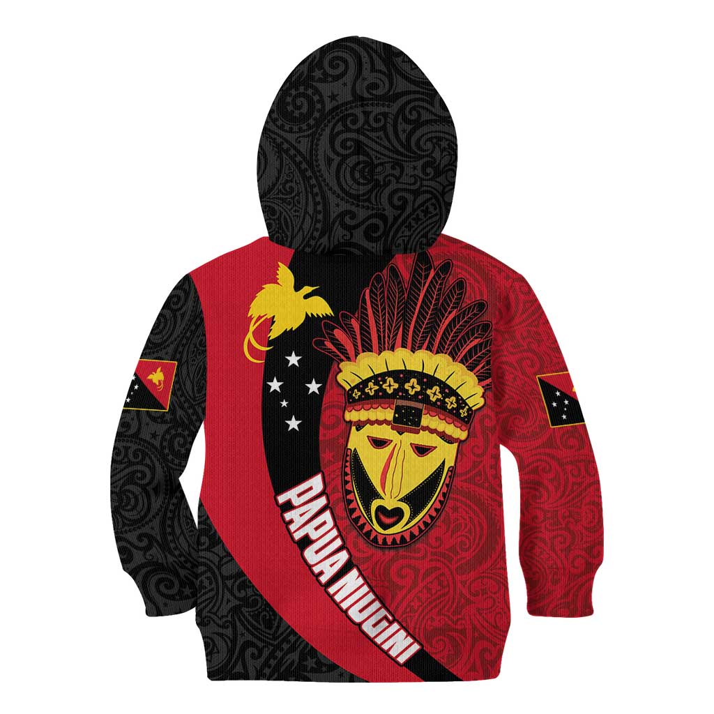Papua New Guinea Mask Festival Kid Hoodie Papua Niugini Tribe Mask Melanesian Pattern