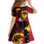 Papua New Guinea Mask Festival Kid Short Sleeve Dress Papua Niugini Tribe Mask Melanesian Pattern
