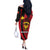 Papua New Guinea Mask Festival Off The Shoulder Long Sleeve Dress Papua Niugini Tribe Mask Melanesian Pattern