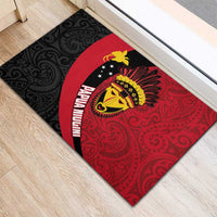 Papua New Guinea Mask Festival Rubber Doormat Papua Niugini Tribe Mask Melanesian Pattern
