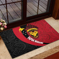 Papua New Guinea Mask Festival Rubber Doormat Papua Niugini Tribe Mask Melanesian Pattern