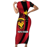 Papua New Guinea Mask Festival Short Sleeve Bodycon Dress Papua Niugini Tribe Mask Melanesian Pattern