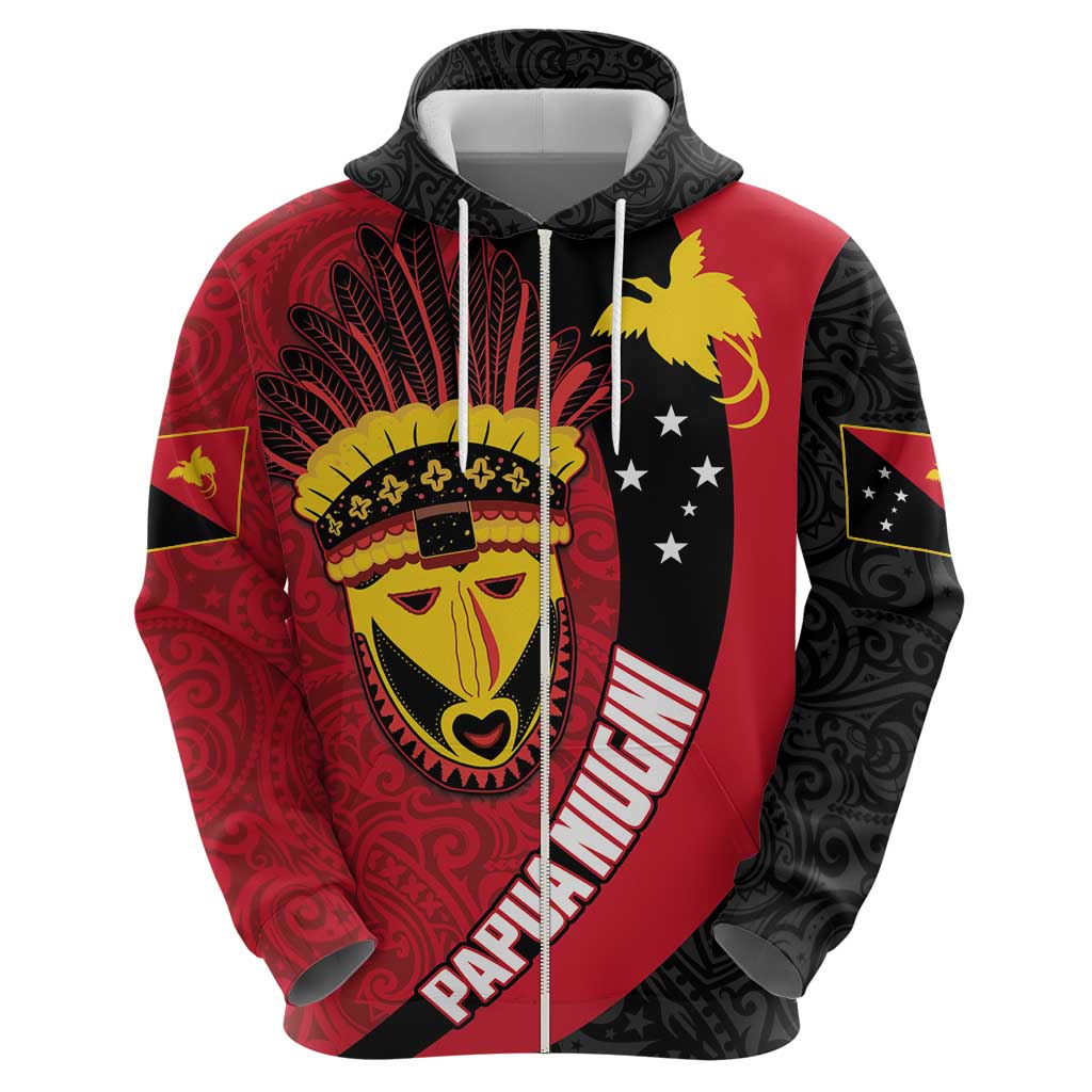 Papua New Guinea Mask Festival Zip Hoodie Papua Niugini Tribe Mask Melanesian Pattern LT03 - Polynesian Pride