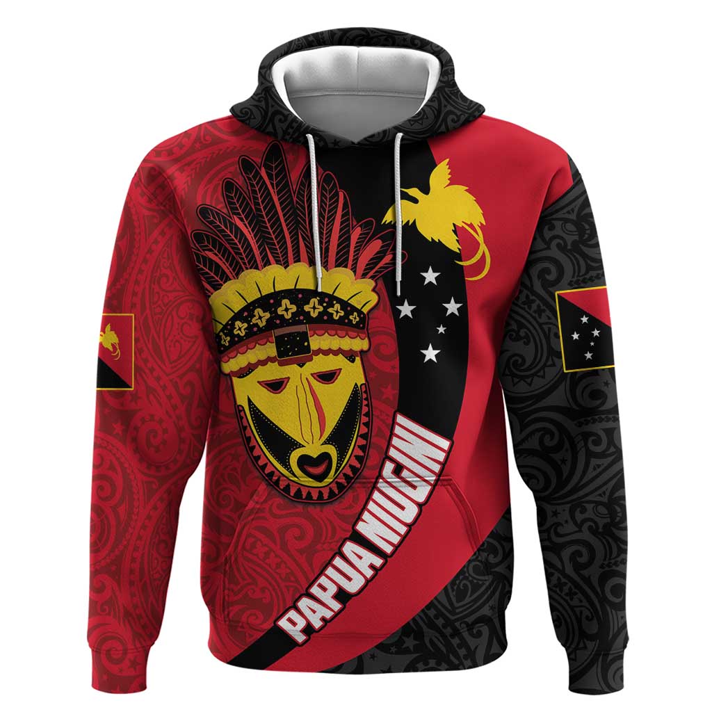Papua New Guinea Mask Festival Zip Hoodie Papua Niugini Tribe Mask Melanesian Pattern LT03 Pullover Hoodie Red - Polynesian Pride