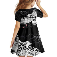 New Zealand Kea Bird Family Matching Long Sleeve Bodycon Dress and Hawaiian Shirt Maori Tattoo and Silver Fern Black Color LT03 - Polynesian Pride