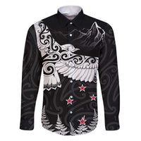 New Zealand Kea Bird Family Matching Puletasi and Hawaiian Shirt Maori Tattoo and Silver Fern Black Color