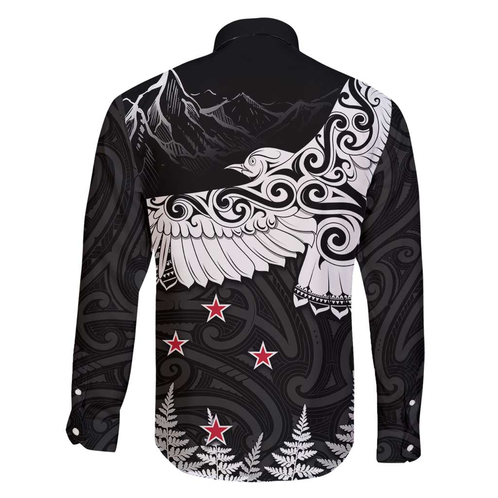 New Zealand Kea Bird Family Matching Summer Maxi Dress and Hawaiian Shirt Maori Tattoo and Silver Fern Black Color LT03 - Polynesian Pride