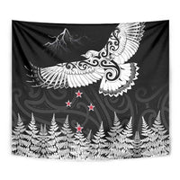 New Zealand Kea Bird Tapestry Maori Tattoo and Silver Fern Black Color
