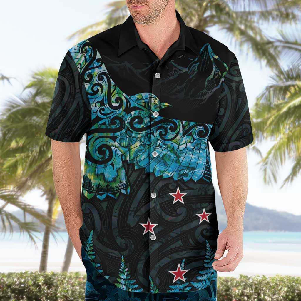 New Zealand Kea Bird Hawaiian Shirt Maori Tattoo and Silver Fern Paua Shell Style