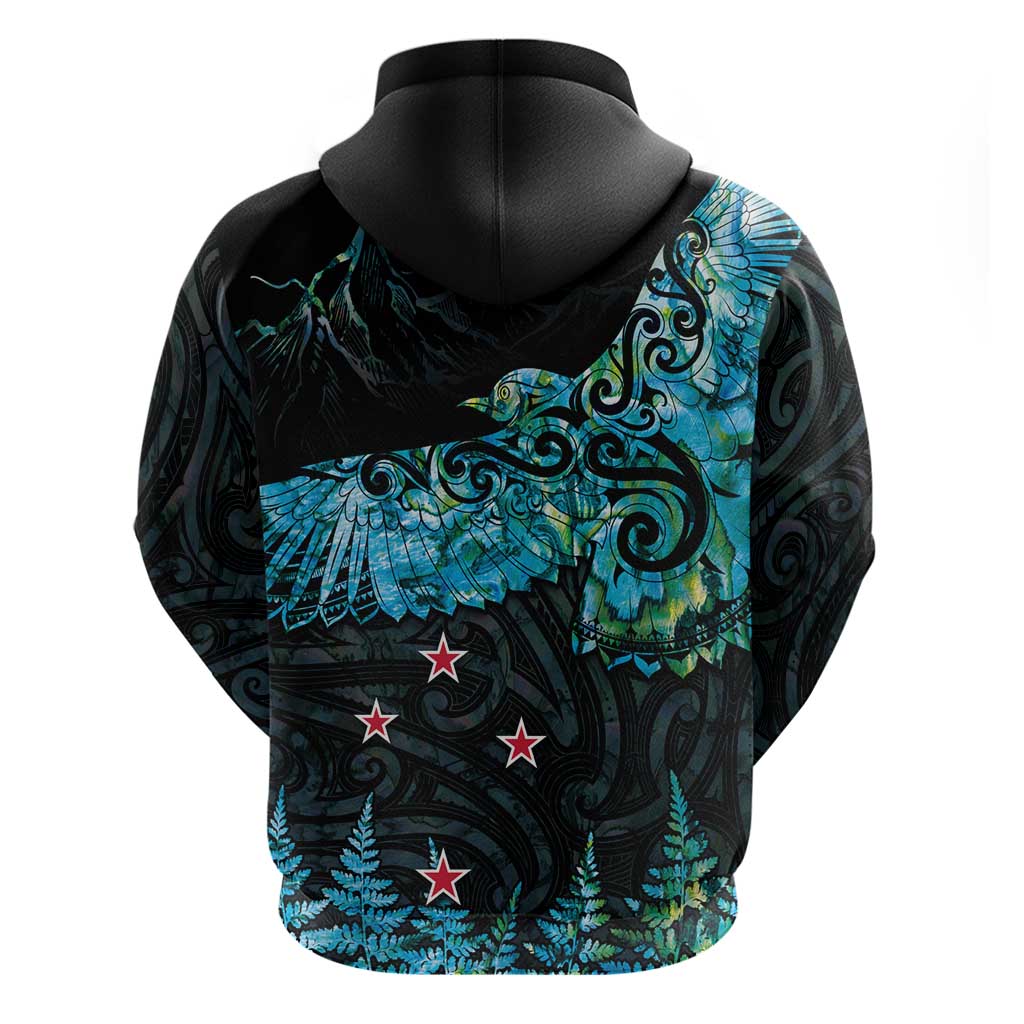 New Zealand Kea Bird Hoodie Maori Tattoo and Silver Fern Paua Shell Style