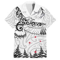 New Zealand Kea Bird Family Matching Long Sleeve Bodycon Dress and Hawaiian Shirt Maori Tattoo and Silver Fern White Color