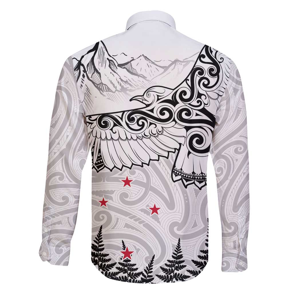 New Zealand Kea Bird Family Matching Mermaid Dress and Hawaiian Shirt Maori Tattoo and Silver Fern White Color LT03 - Polynesian Pride