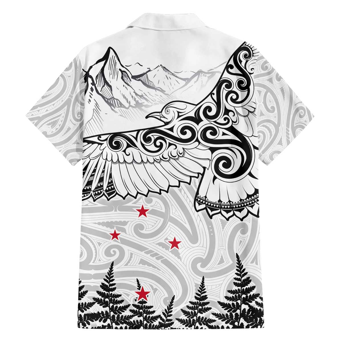 New Zealand Kea Bird Family Matching Puletasi and Hawaiian Shirt Maori Tattoo and Silver Fern White Color