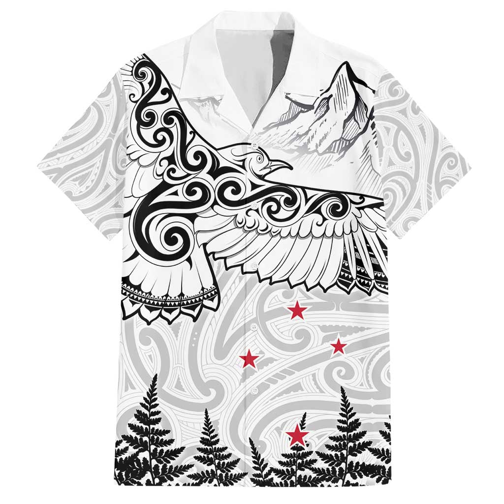New Zealand Kea Bird Hawaiian Shirt Maori Tattoo and Silver Fern White Color LT03 White - Polynesian Pride