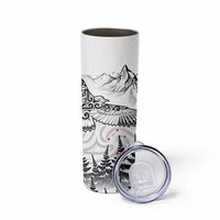New Zealand Kea Bird Skinny Tumbler Maori Tattoo and Silver Fern White Color
