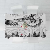 New Zealand Kea Bird Tablecloth Maori Tattoo and Silver Fern White Color
