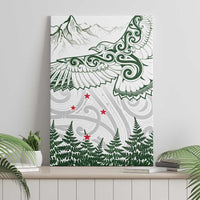 New Zealand Kea Bird Canvas Wall Art Maori Tattoo and Silver Fern Green Color