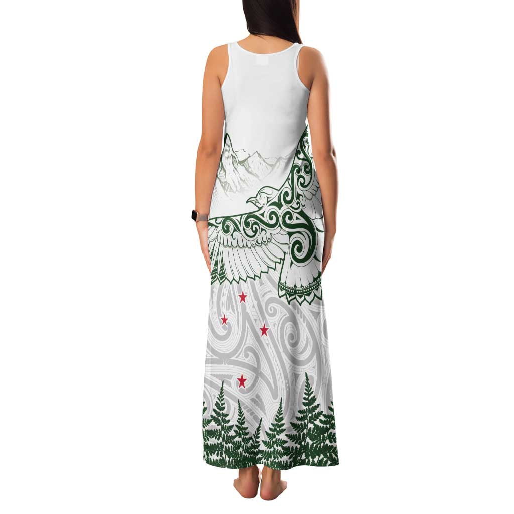 New Zealand Kea Bird Family Matching Tank Maxi Dress and Hawaiian Shirt Maori Tattoo and Silver Fern Green Color