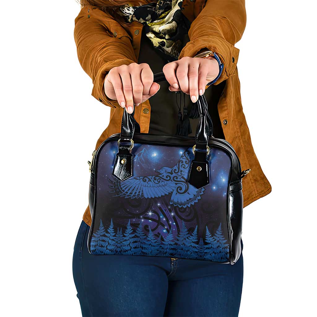 New Zealand Kea Bird Shoulder Handbag Maori Tattoo and Silver Fern Matariki Style LT03 One Size Blue - Polynesian Pride