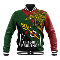 Papua New Guinea Chimbu Province Baseball Jacket PNG Birds Of Paradise Polynesian Arty Style LT03 Unisex Green - Polynesian Pride