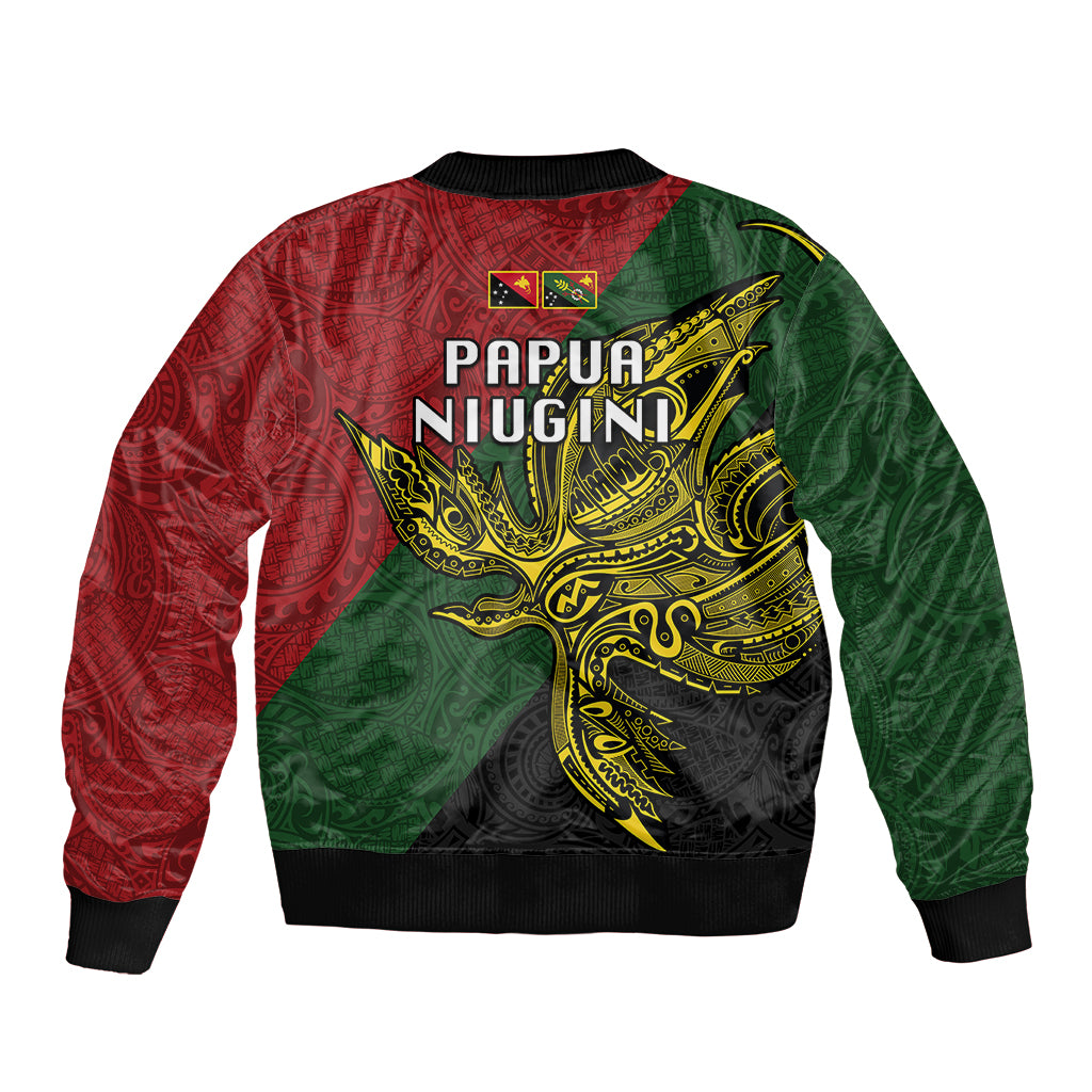 Papua New Guinea Chimbu Province Bomber Jacket PNG Birds Of Paradise Polynesian Arty Style LT03 - Polynesian Pride