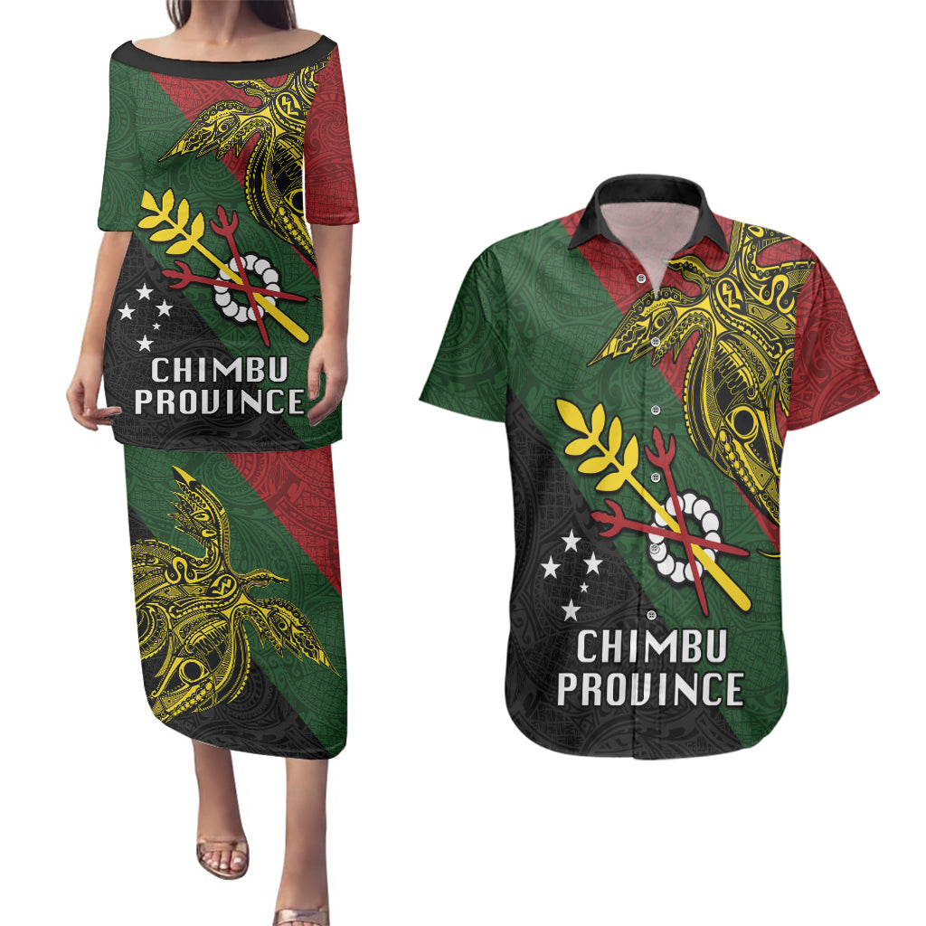 Papua New Guinea Chimbu Province Couples Matching Puletasi Dress and Hawaiian Shirt PNG Birds Of Paradise Polynesian Arty Style LT03 Green - Polynesian Pride