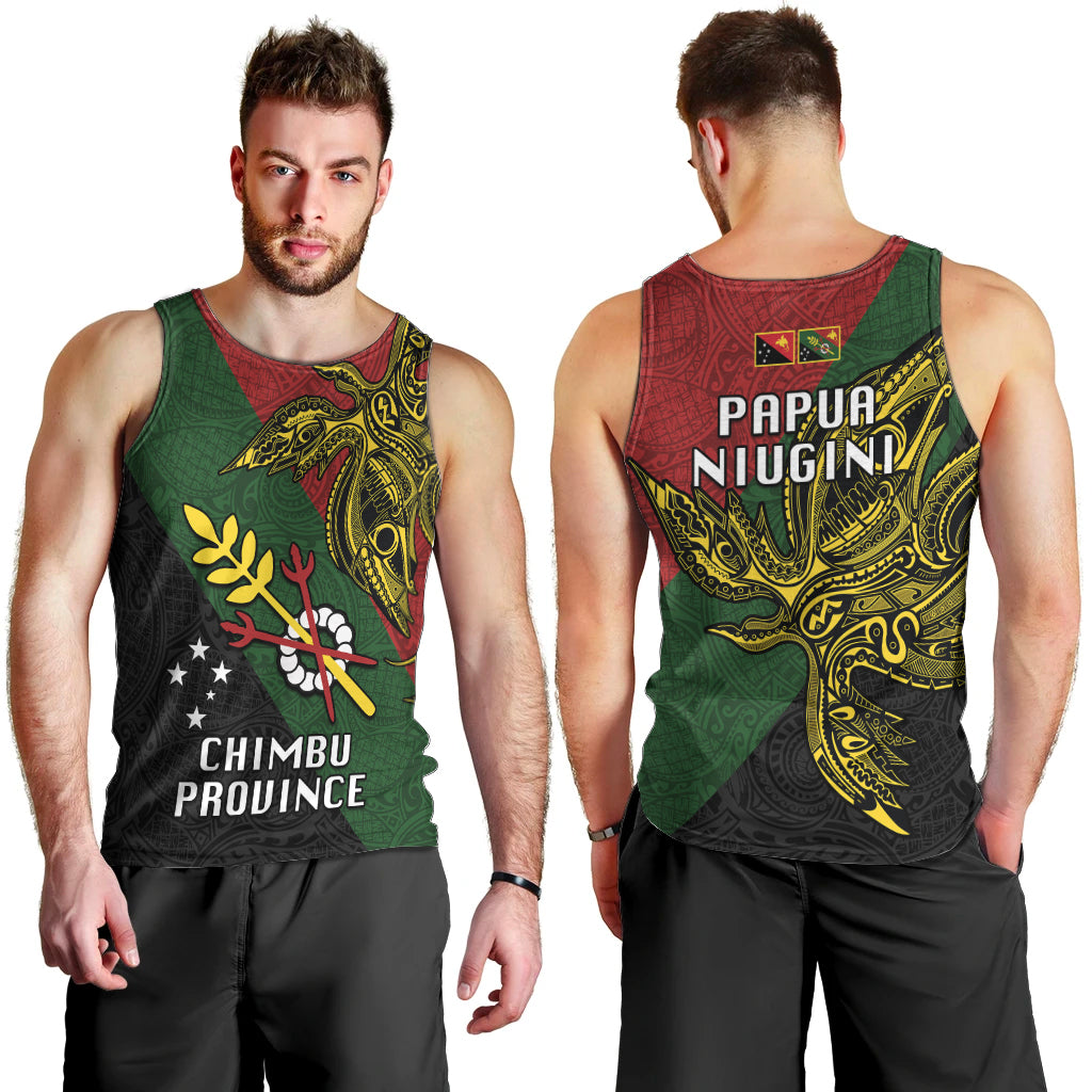 Papua New Guinea Chimbu Province Men Tank Top PNG Birds Of Paradise Polynesian Arty Style LT03 - Polynesian Pride