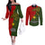 Papua New Guinea Eastern Highlands Province Couples Matching Off The Shoulder Long Sleeve Dress and Long Sleeve Button Shirts PNG Birds Of Paradise Polynesian Arty Style LT03 Green - Polynesian Pride