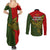 Papua New Guinea Eastern Highlands Province Couples Matching Summer Maxi Dress and Long Sleeve Button Shirts PNG Birds Of Paradise Polynesian Arty Style LT03 - Polynesian Pride
