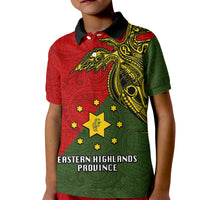 Papua New Guinea Eastern Highlands Province Kid Polo Shirt PNG Birds Of Paradise Polynesian Arty Style LT03 Kid Green - Polynesian Pride