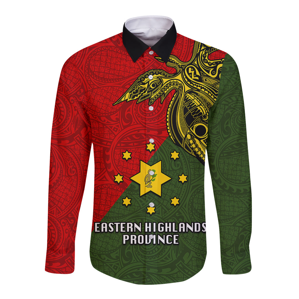 Papua New Guinea Eastern Highlands Province Long Sleeve Button Shirt PNG Birds Of Paradise Polynesian Arty Style LT03 Unisex Green - Polynesian Pride