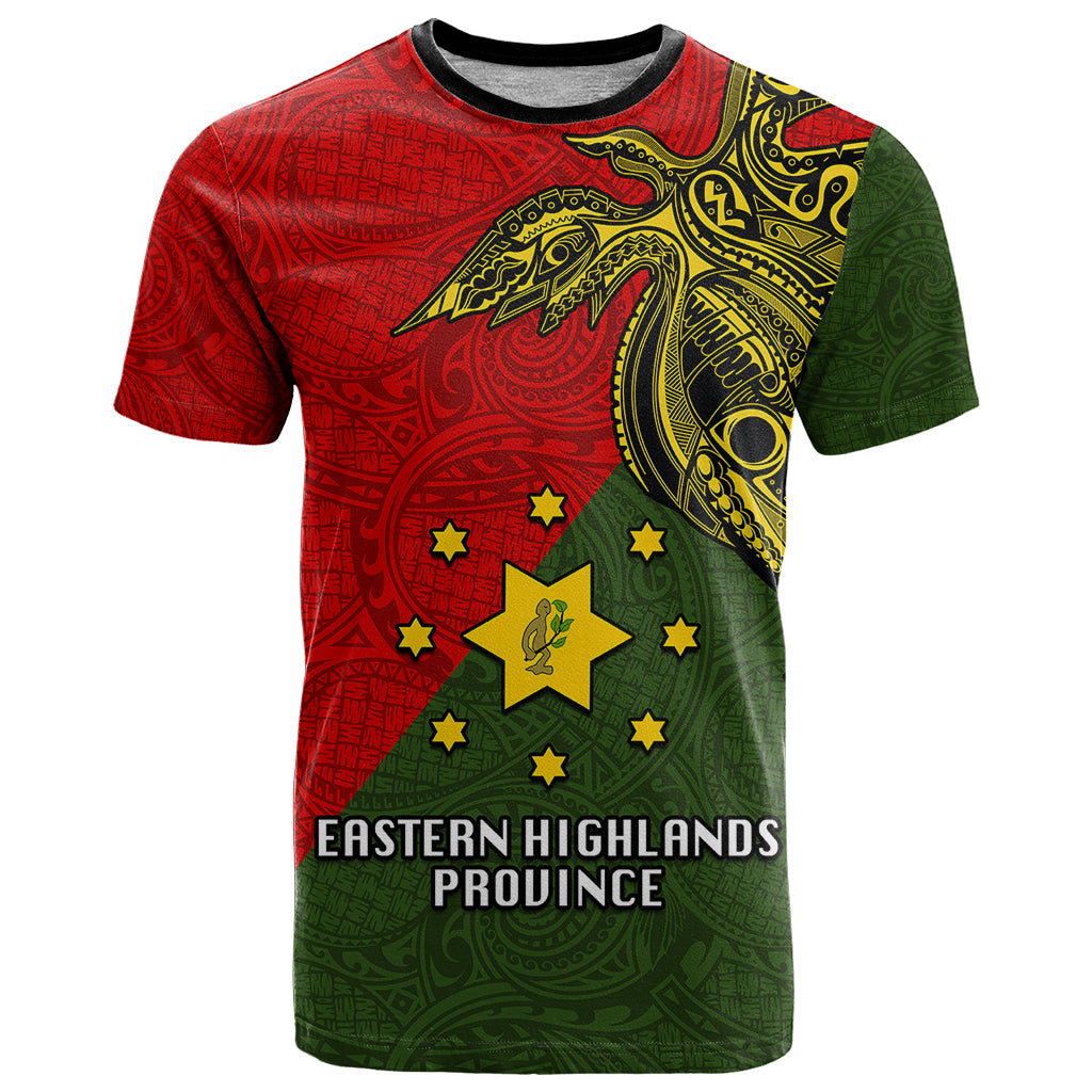 Papua New Guinea Eastern Highlands Province T Shirt PNG Birds Of Paradise Polynesian Arty Style LT03 Green - Polynesian Pride